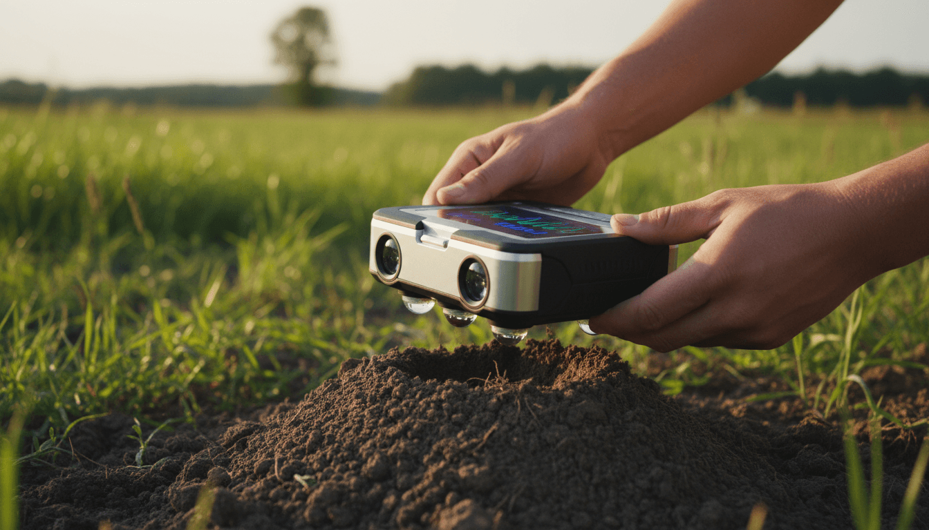 Portable field testing device in use